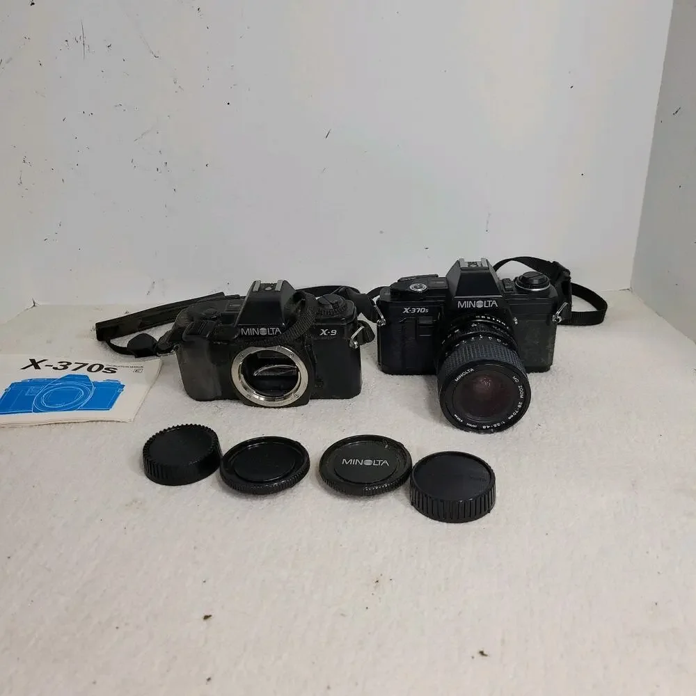 Vtg Minolta Camera Lot 28 - 70 mm 1:35 - 48 Japan 55mm X-370s Photography X-9